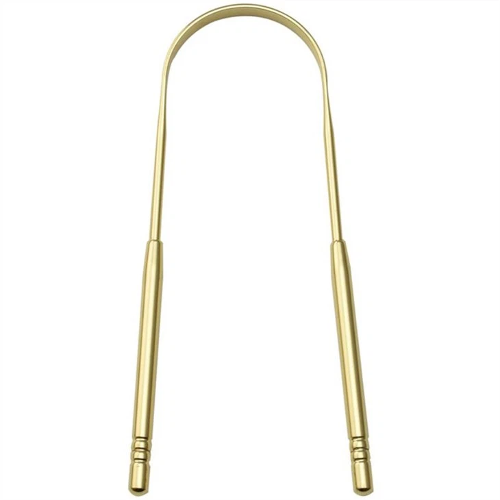gold u-shaped reusable tongue cleaner